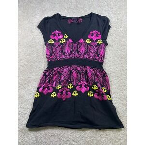 Dereon Womens Size M Black Pink Babydoll Tshirt Y2K‎